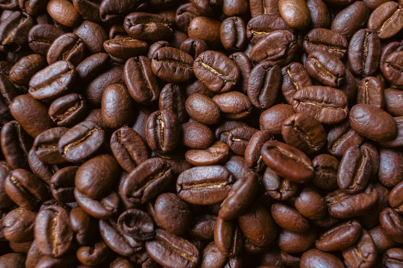 Close-up texture of freshly roasted coffee beans