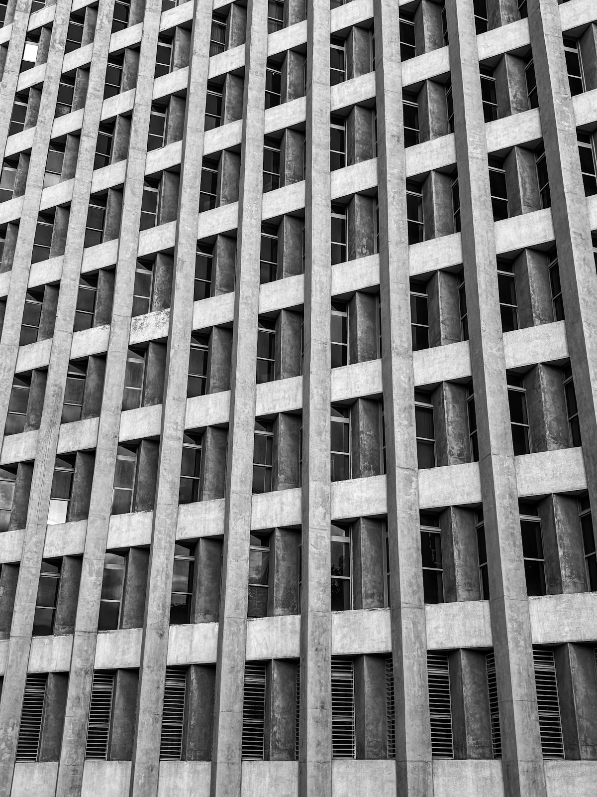 Almstad Extension, repeating concrete window grid